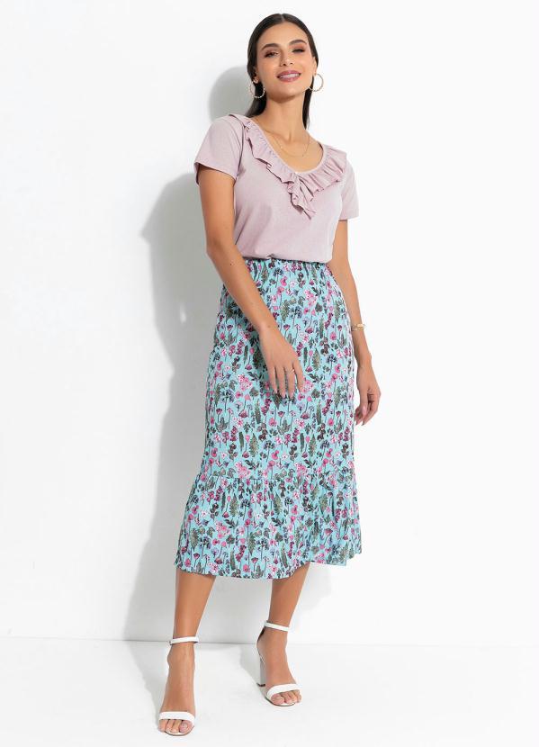 Outlet - Saia Floral Azul com Fenda 3