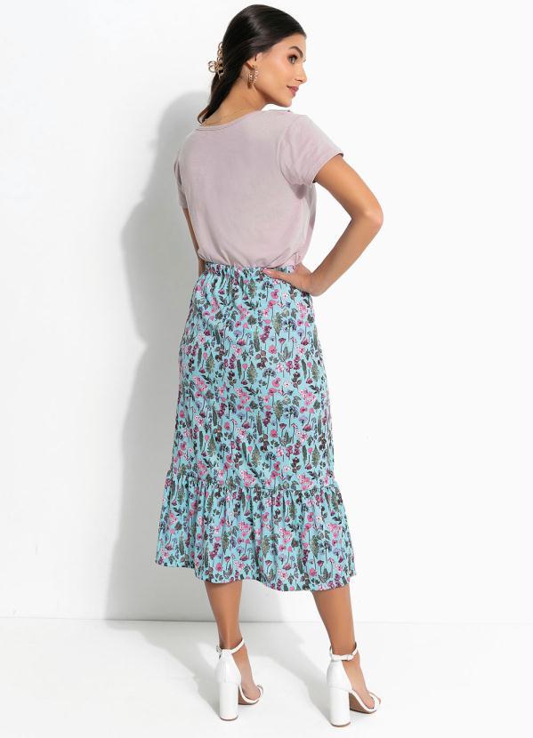 Outlet - Saia Floral Azul com Fenda 4