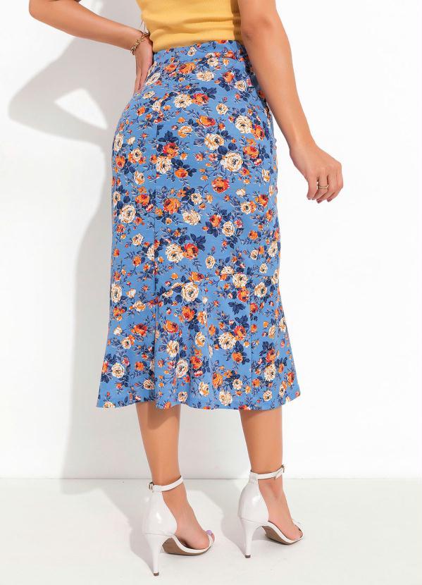 Outlet - Saia Floral Azul com Fenda 2