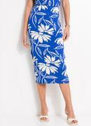 Saia Floral Azul em Canelado