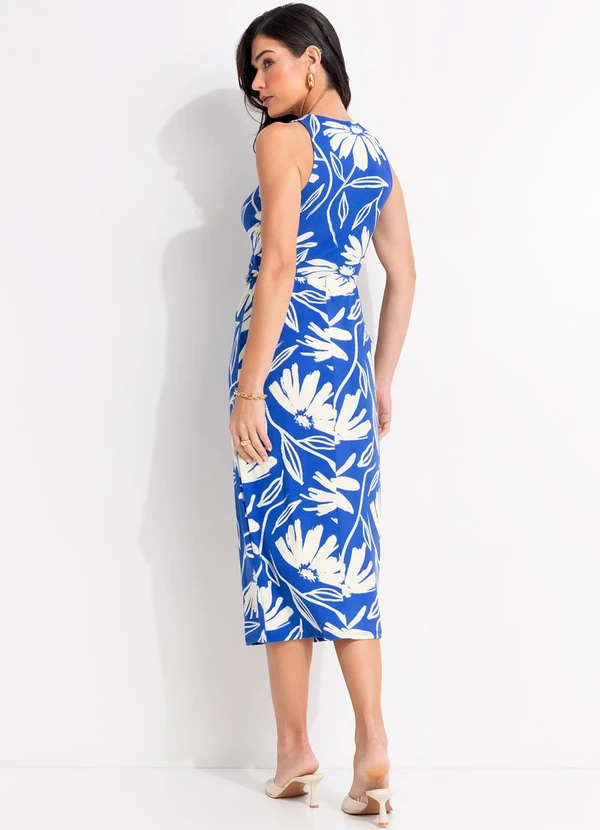 Quintess - Saia Floral Azul em Canelado 2