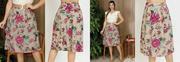 Saia Floral Bege com Pregas