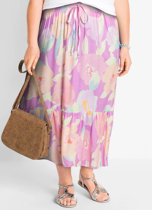 bonprix - Saia Floral Borrado em Viscose Plana 5