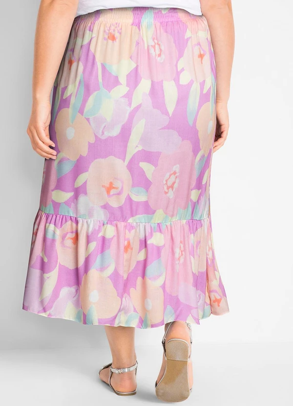 bonprix - Saia Floral Borrado em Viscose Plana 6