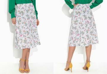 Saia Floral Branco Evas