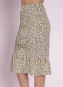 SAIA (FLORAL CINZA) COM BABADO MODA EVANGLICA