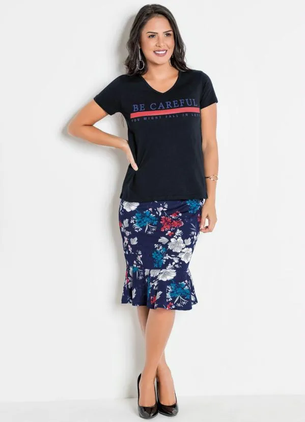 Moda Pop - Saia Floral com Babado na Barra 3