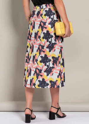 Moda Pop - Saia Floral Grande em Jersey Acetinado - MODA POP