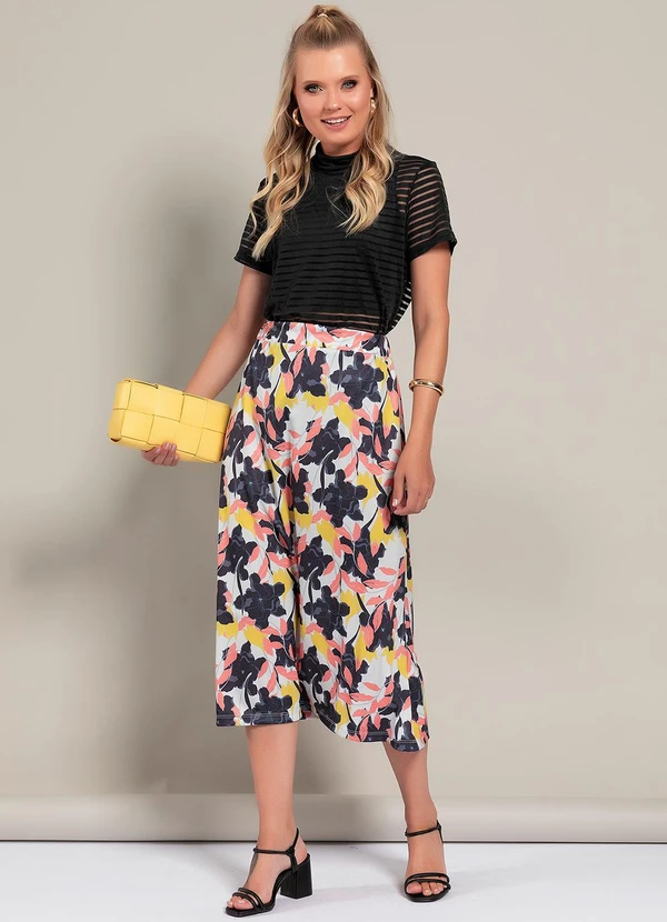 Moda Pop - Saia Floral Grande em Jersey Acetinado 3