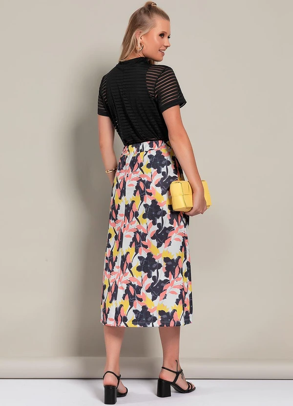 Moda Pop - Saia Floral Grande em Jersey Acetinado 4