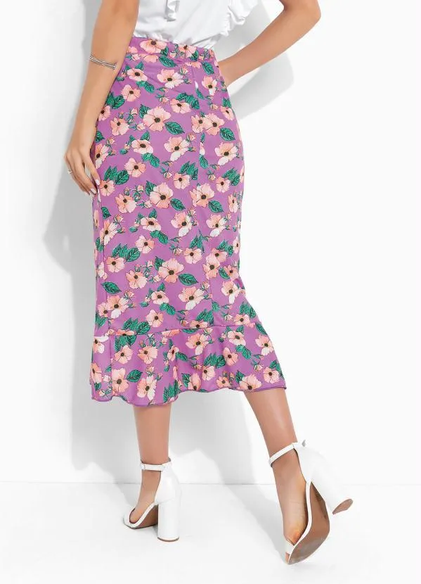 Rosalie - Saia Floral Lilás Assimétrica 2