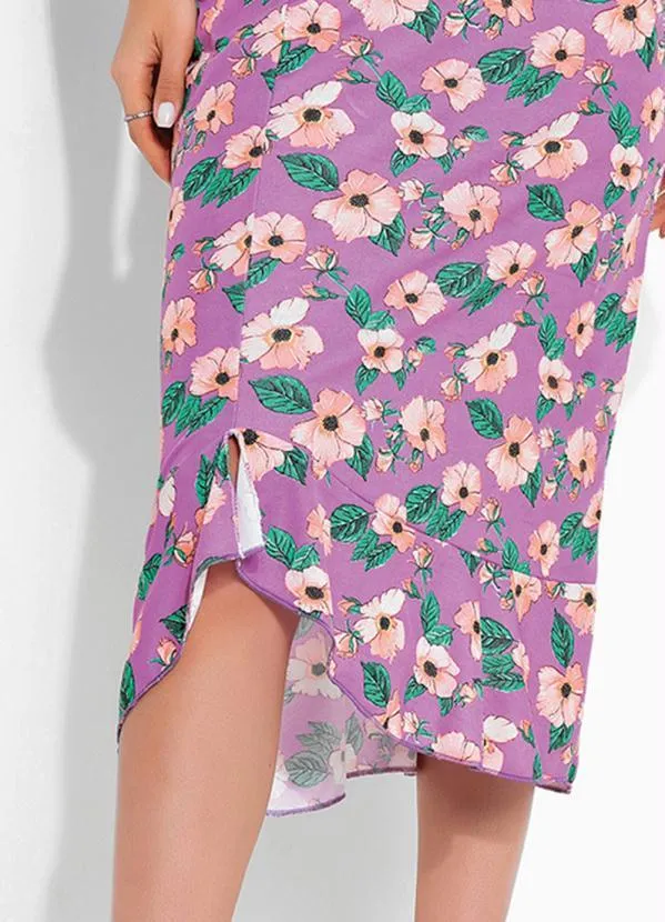 Rosalie - Saia Floral Lilás Assimétrica 3
