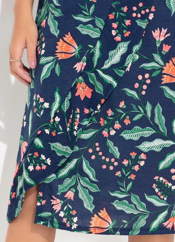 Rosalie - Saia Floral Marinho Midi 3