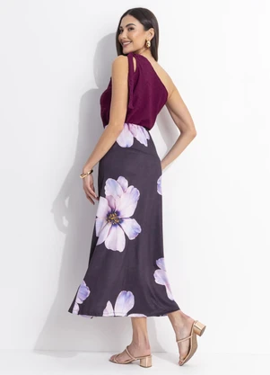 Quintess - Saia Floral Maxi em Malha Fria - QUINTESS