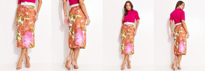 Saia Floral Maxi em Malha