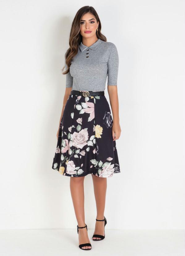 Rosalie - Saia Floral Moda Evangélica Evasê 3