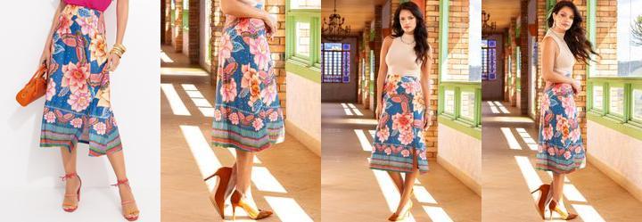 Saia Floral Natureza em Malha Fria