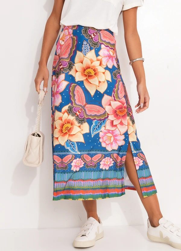 Quintess - Saia Floral Natureza em Malha Fria