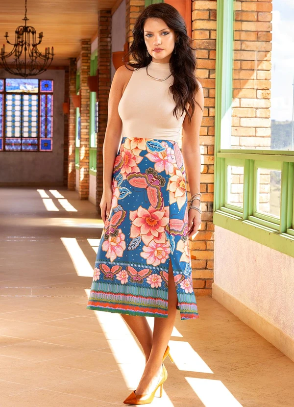 Quintess - Saia Floral Natureza em Malha Fria 9