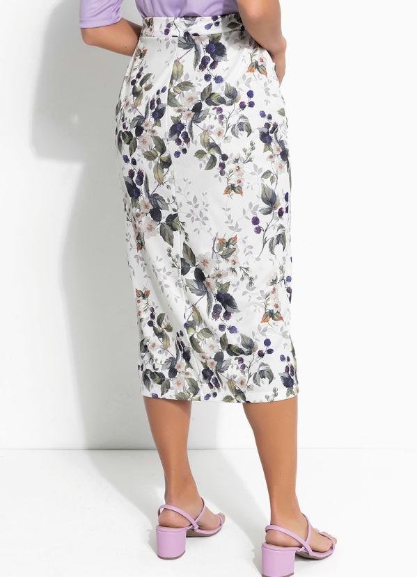 Queima Estoque - Saia Floral Off com Bolso 2