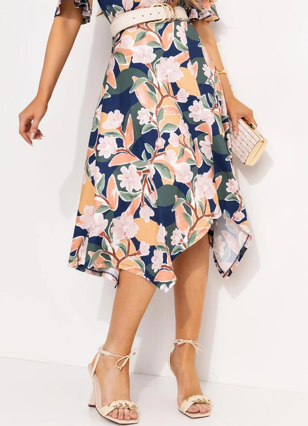 Quintess - Saia Floral Pincelado em Malha Fria 3