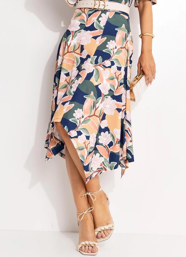 Quintess - Saia Floral Pincelado em Malha Fria 5