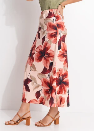 Quintess - Saia Floral Pincelado em Malha Fria - QUINTESS