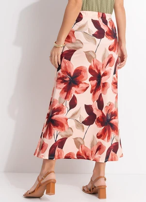 Quintess - Saia Floral Pincelado em Malha Fria - QUINTESS