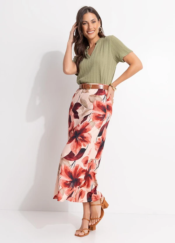 Quintess - Saia Floral Pincelado em Malha Fria 3