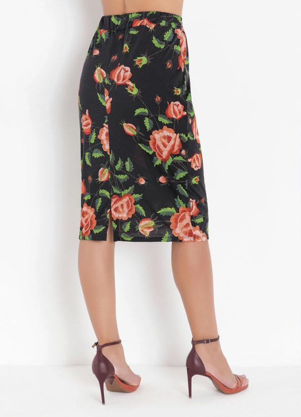 Outlet - Saia Floral Preta com Aviamento 2