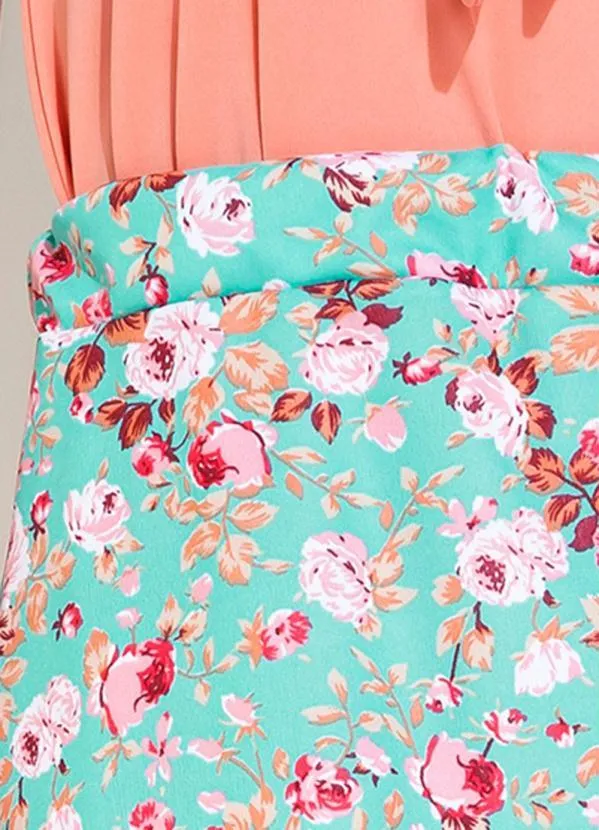 Rosalie - Saia Floral Rosa com Babado 3