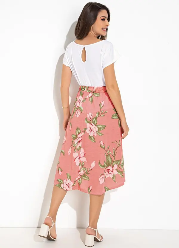 Rosalie - Saia Floral Rosa em Malha 4