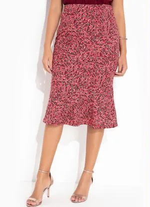 Rosalie - Saia Floral Rosa Evasê - ROSALIE