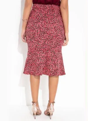 Rosalie - Saia Floral Rosa Evasê - ROSALIE