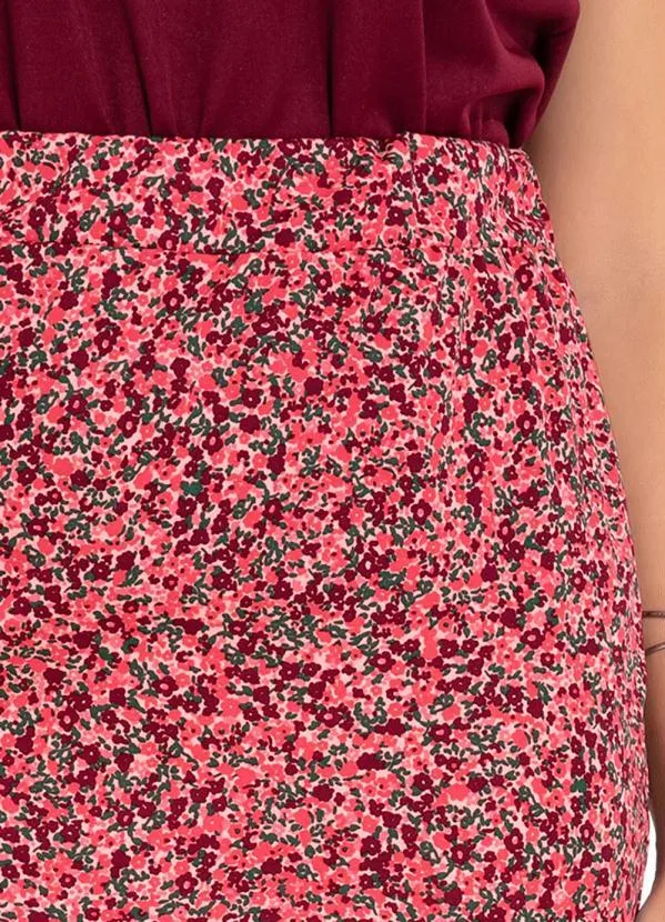Rosalie - Saia Floral Rosa Evasê 3