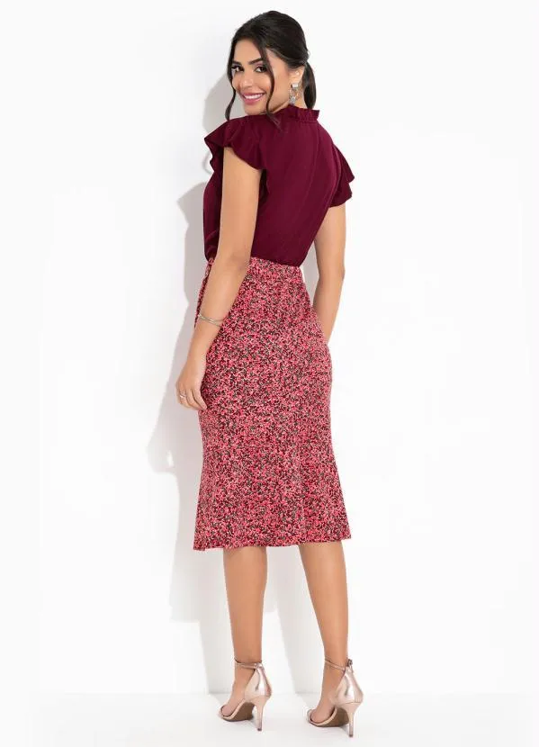 Rosalie - Saia Floral Rosa Evasê 5