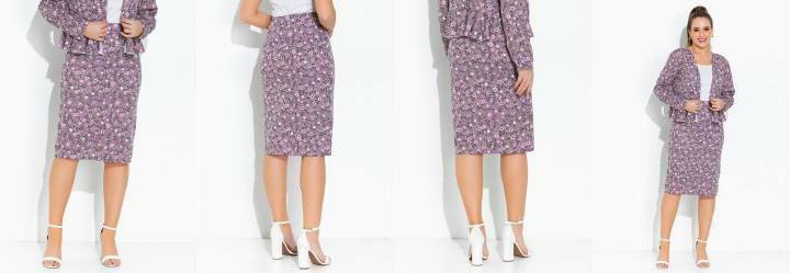 Saia Floral Roxo com Elstico