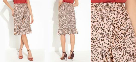 Saia Floral Salmo com Babado
