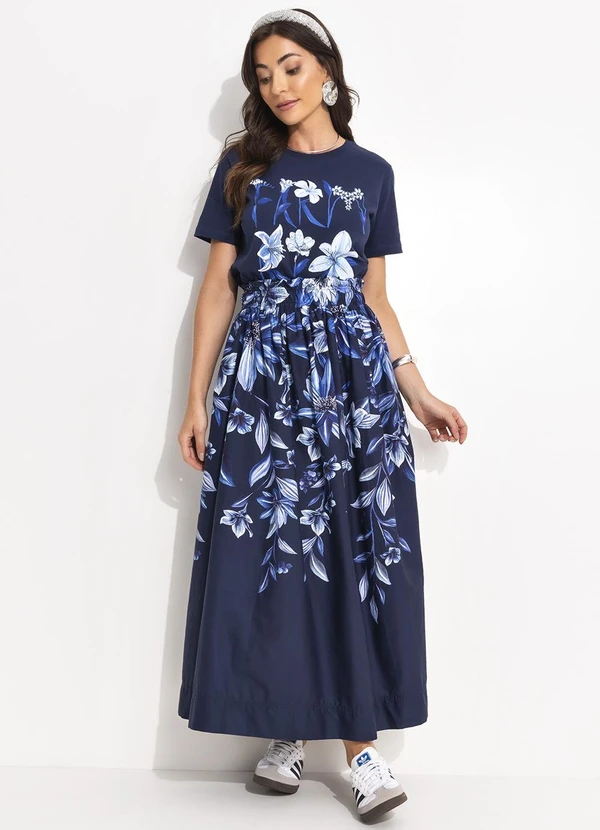 Farm - Saia Floral Tati Azul 7