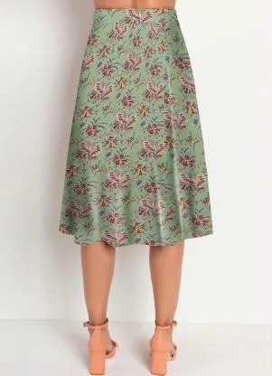 Rosalie - Saia Floral Verde com Bolsos - ROSALIE