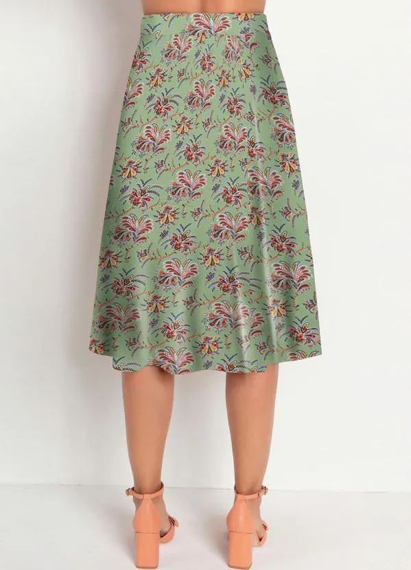 Rosalie - Saia Floral Verde com Bolsos 2