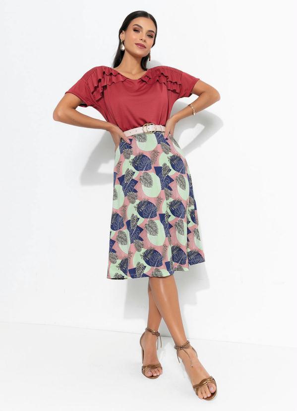 Outlet - Saia Floral Verde com Fenda 3