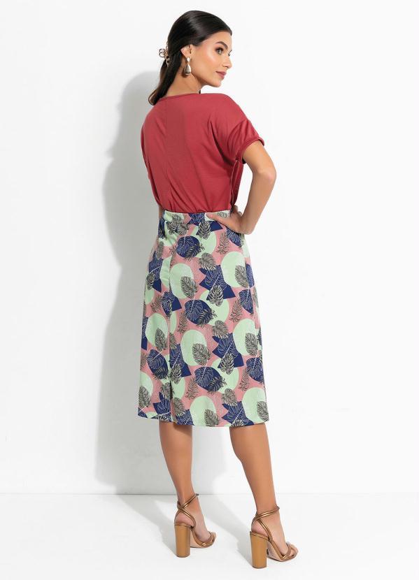 Outlet - Saia Floral Verde com Fenda 4