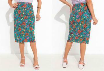 Saia Floral Verde com Fenda
