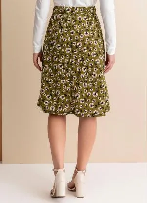 Rosalie - Saia Floral Verde Evase - ROSALIE