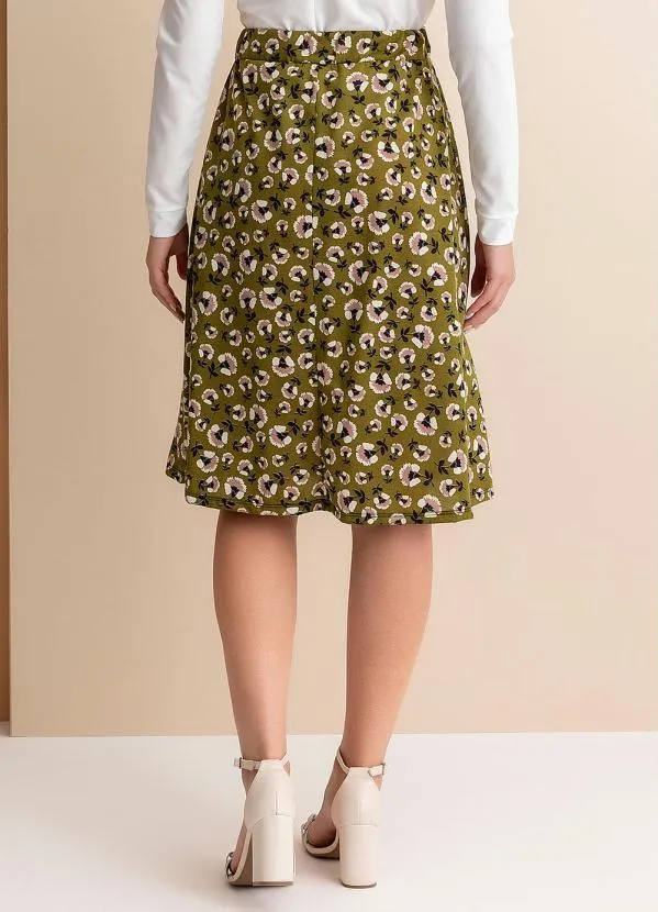 Rosalie - Saia Floral Verde Evase 2