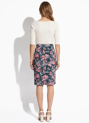 Rosalie - Saia Floral Verde Reta - ROSALIE