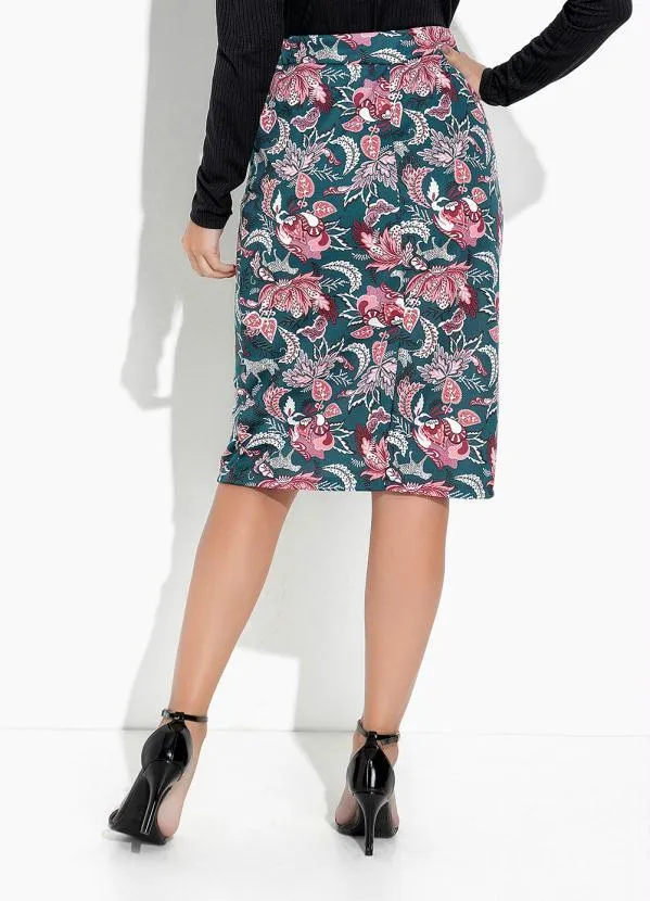 Rosalie - Saia Floral Verde Reta 2