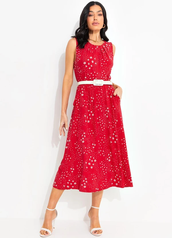 bonprix - Saia Floral Vermelho em Malha de Viscose 3