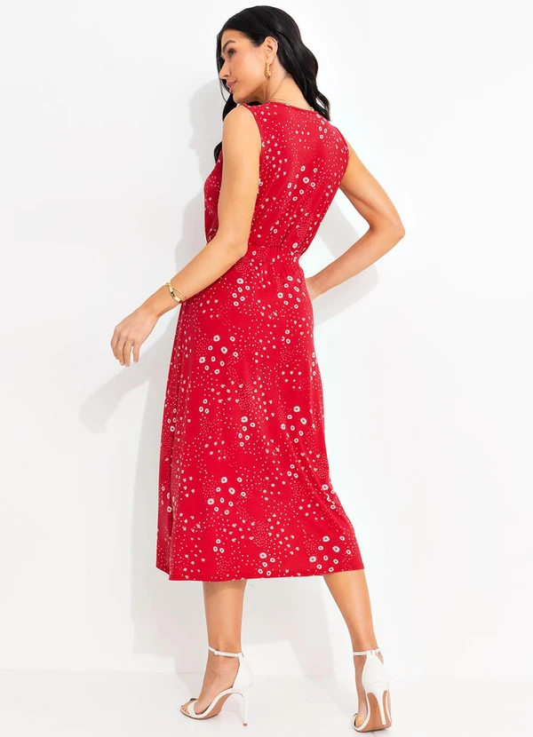 bonprix - Saia Floral Vermelho em Malha de Viscose 4